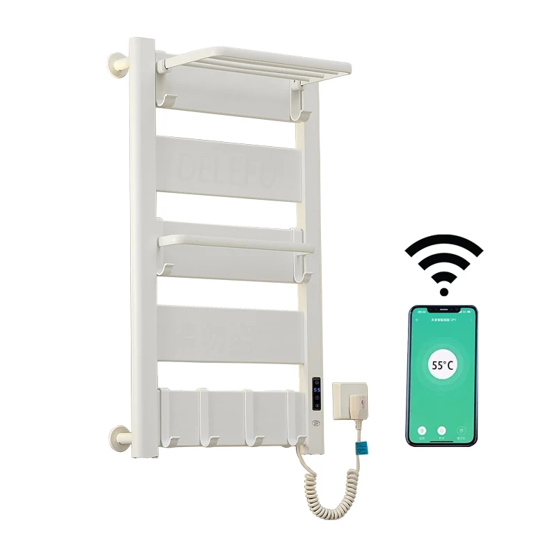 Smart WiFi White Electric Heating Towel Rack Aluminium Wall Mount Bathroom Electronic Heated Radiator Shelf Towel Dryer Warmer wall mount flower pot ring balcony flower rack iron flower pot holder hanging planting basin shelf