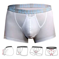 Man Breathable Boxers with Bulge U-Convex Penis Pouch Seperate Modal Soft Open Hole Lingerie Slips Big Enhancing Short Underwear 1