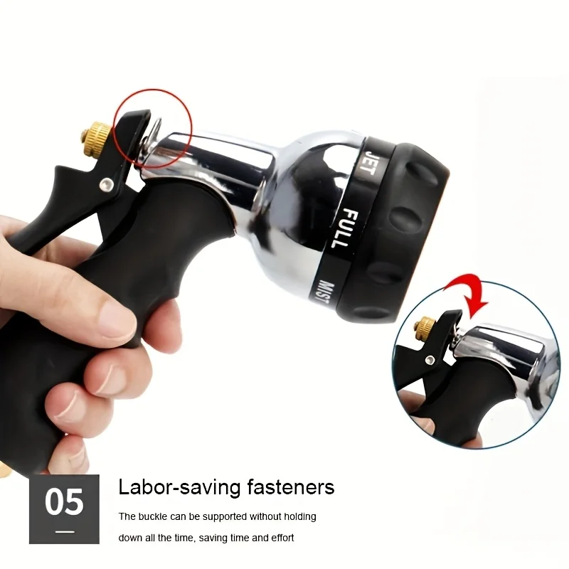 1pc high-pressure water spray gun nozzle, 16mm quick connect, 3/4 inch thread, plastic, used for lawns, gardens, car wash 4
