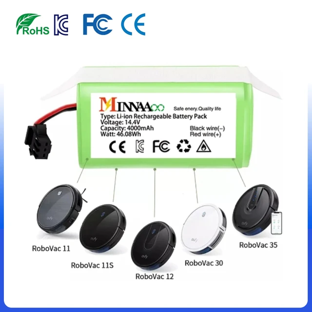 14.8v 2800mah Li-ion para Conga Excellence 990 Ecovacs Deebot N79 N79s  Dn622 Eufy Robovac 11 11s 12 15c 15s 35c