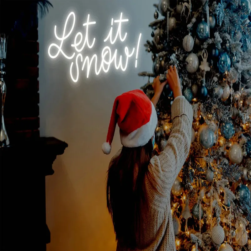 

Let It Snow Neon, Christmas Decoration 2022 Party Decoration LED Neon with Text Image, Celebrate Happy Holidays, Holiday Gifts