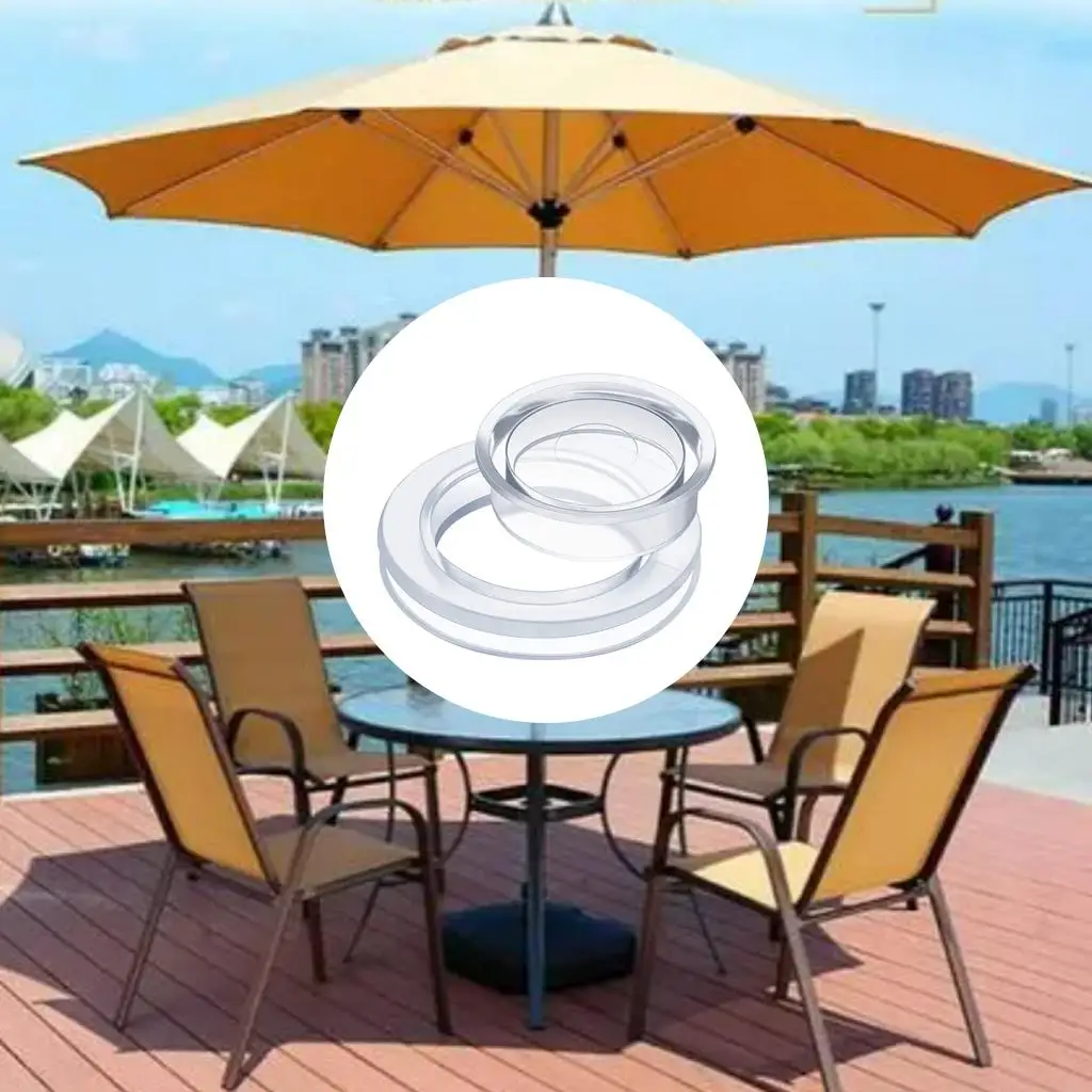 Umbrella Thicker Hole Ring Plug and Cap Set for Glass Outdoors Patio Garden Deck Table 2 Inch Clear Standard Size umbrella repair parts