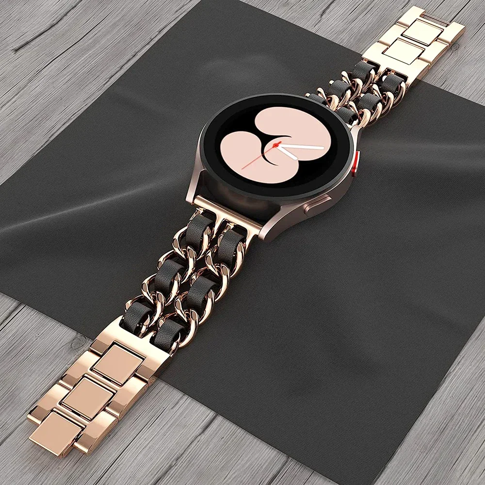 Luxurious Leather and Metal Watch Bracelet - 20mm/22mm Band