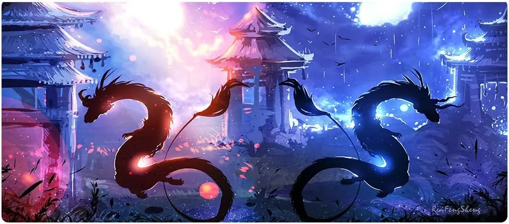 

Dragons Mouse Pad Mouse Pad with Stitched Edges Waterproof and Non-Slip Desk Mat XXL Extended Keyboard Pad 35.4×15.75×0.12 Inch