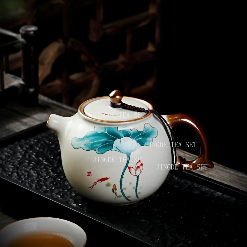 230ml Palace Luxury Ceramic Teapots Hand Painted Flowers and Birds Tea Pot Travel Portable Filter Kettle Home Tea Set 1pcs pot