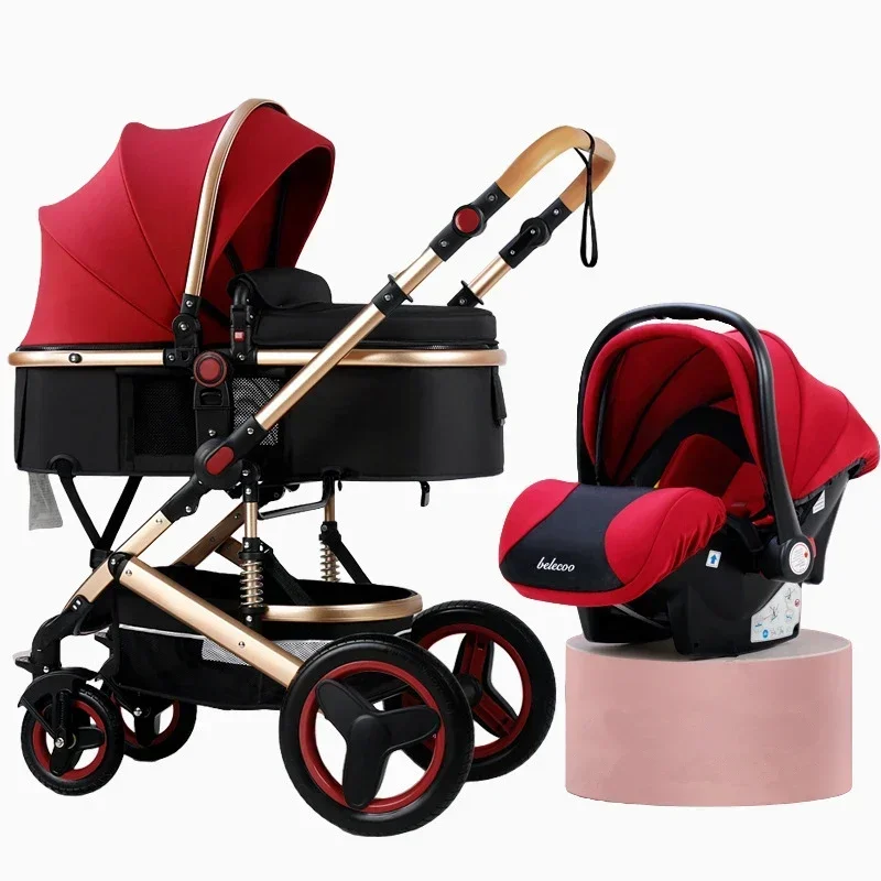 High Landscape Baby Stroller 3 in 1 With Car Seat and Stroller Luxury Infant Set Newborn Baby Car Seat Trolley