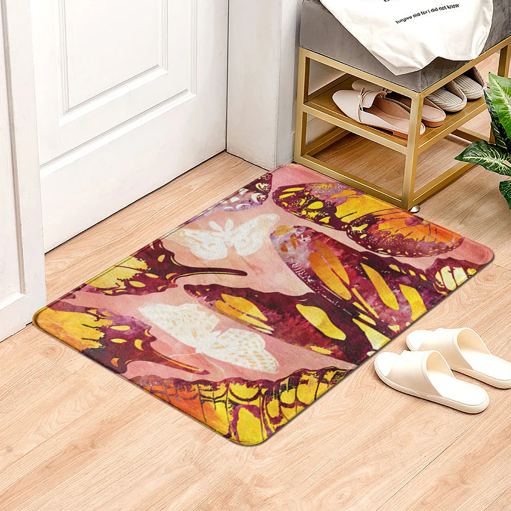 40cmx60cm Cute Butterfly Print Floor Mat Bathroom Ground Mat Slip Door