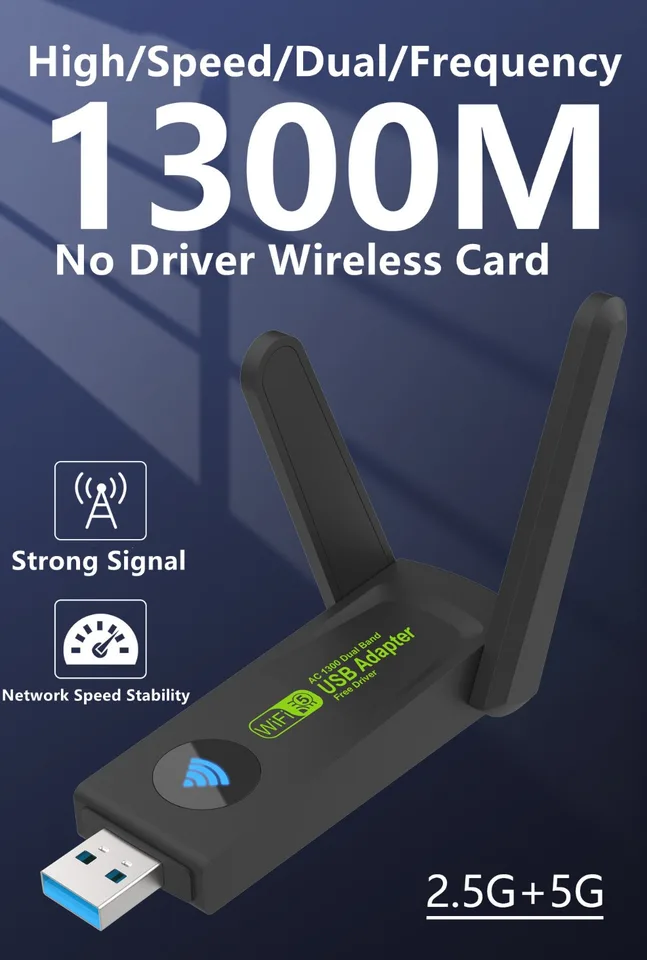 Clé Wi-Fi USB 3.0 - 1300 Mbps - Adaptateur PC WiFi - Dongle WiFi - 2,4