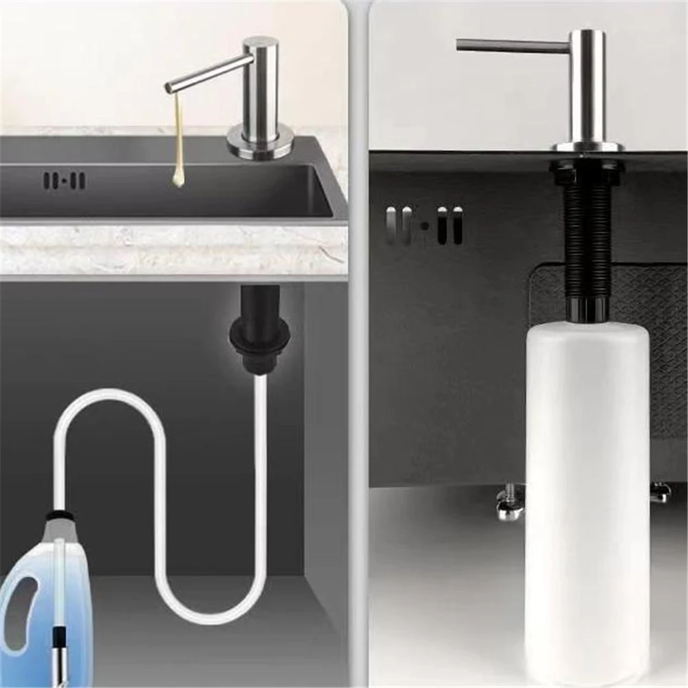 Kitchen Sink Soap Dispenser Stainless Steel Black Dispenser Detergent Liquid Soap Lotion Dispensers Built-in Design 6