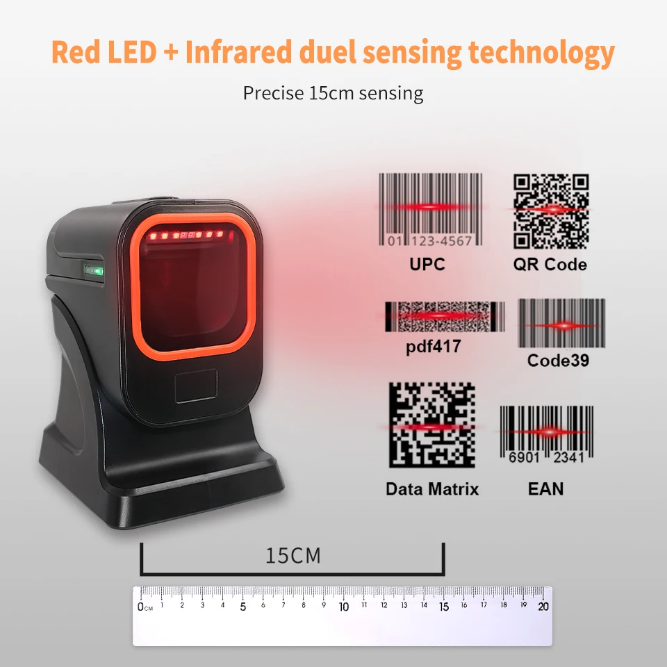 

High cost-effective Automatic 1D/2D Presentation Platform Highe speed Omni Desktop Barcode Scanner For Shop USB/RS232 MP6200Y