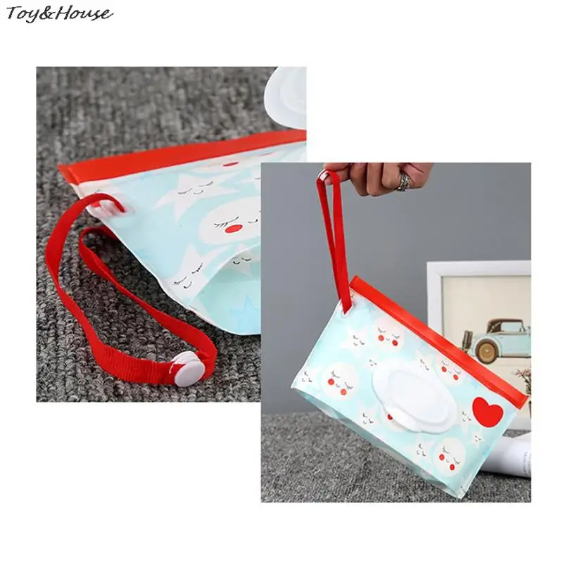 EVA Baby Wet Wipe Pouch Wipes Holder Case Flip Cover Snap-Strap Reusable Refillable Wet Wipe Bag Outdoor Useful Tissue Box