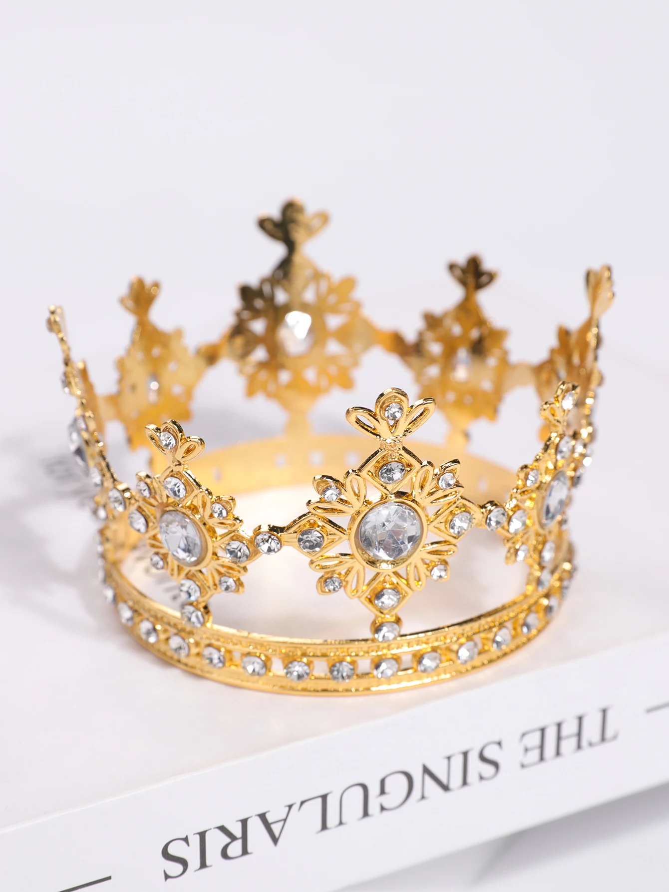 Brautkrone Haaraccessoires Europa und USA Hochzeits-Dinner Barocke Strass-Krone Haarband Tiara Haaraccessoire – Detail 7