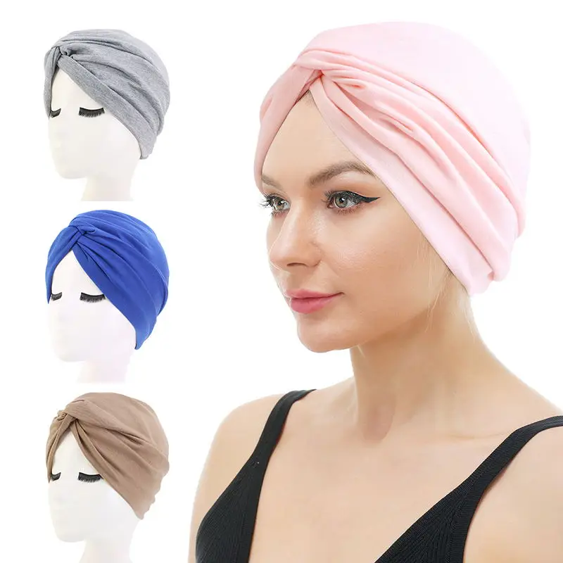 Moda Musulmana Mujer Hijab Nudo Torcido Quimio Gorra árabe Islam