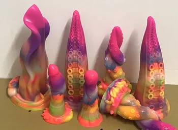 Glow-in-the-dark animal dildo Silicone penis tongue octopus tentacle masturbator anal plug sex toy for men and women Sm flirting 2
