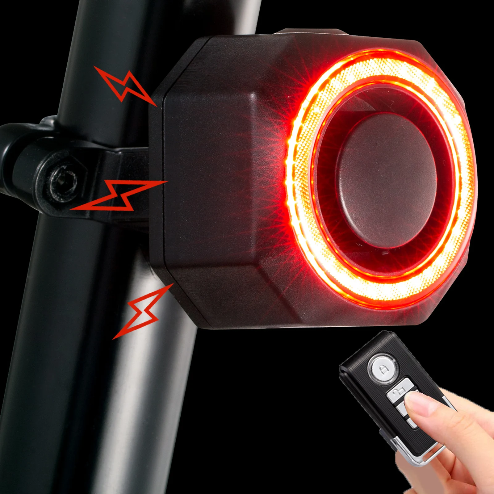 

Antitheft Bike Tail Light Alarm and Cycling Anti-Theft, Built-in Lithium Battery with Flashing Light