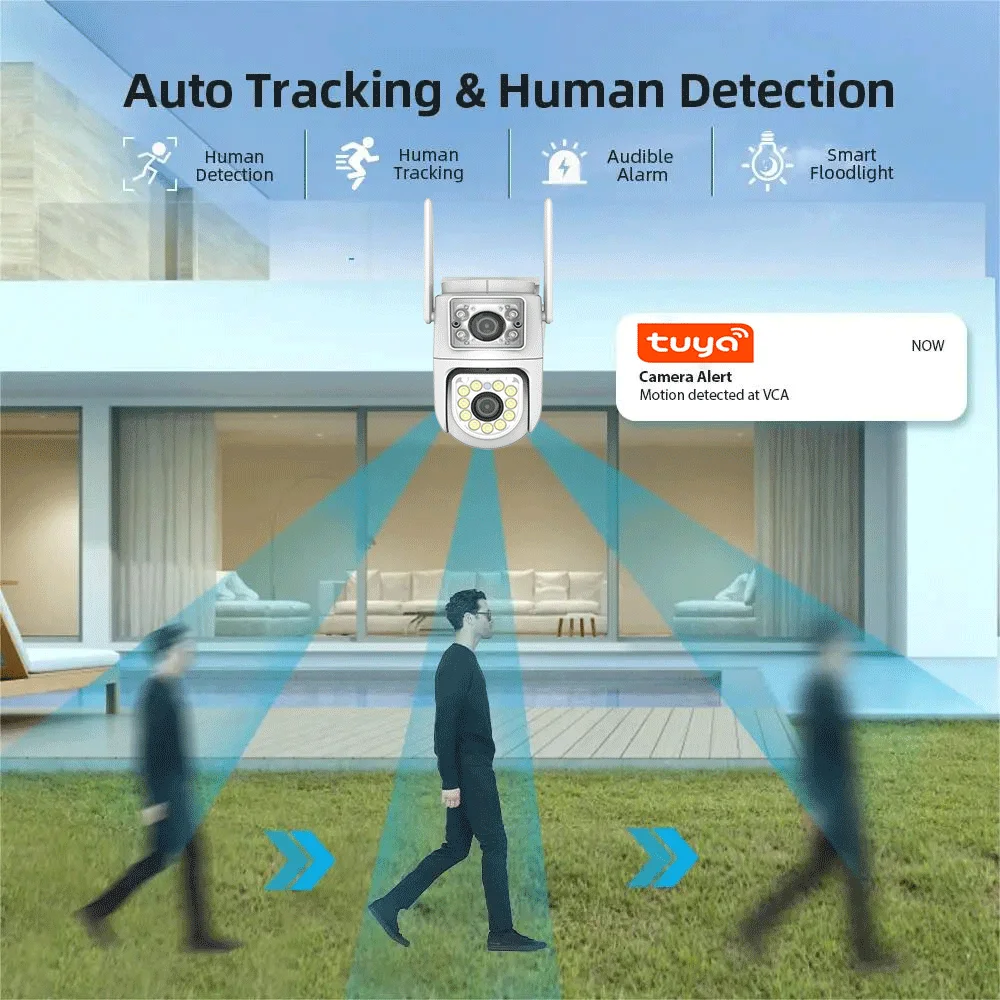 Security Camera 10MP Dual-Lens Wifi Tuya PTZ Outdoor 4K Dual Screen Security Protection IP Camera Color Night Vision Video Surveillance security camera