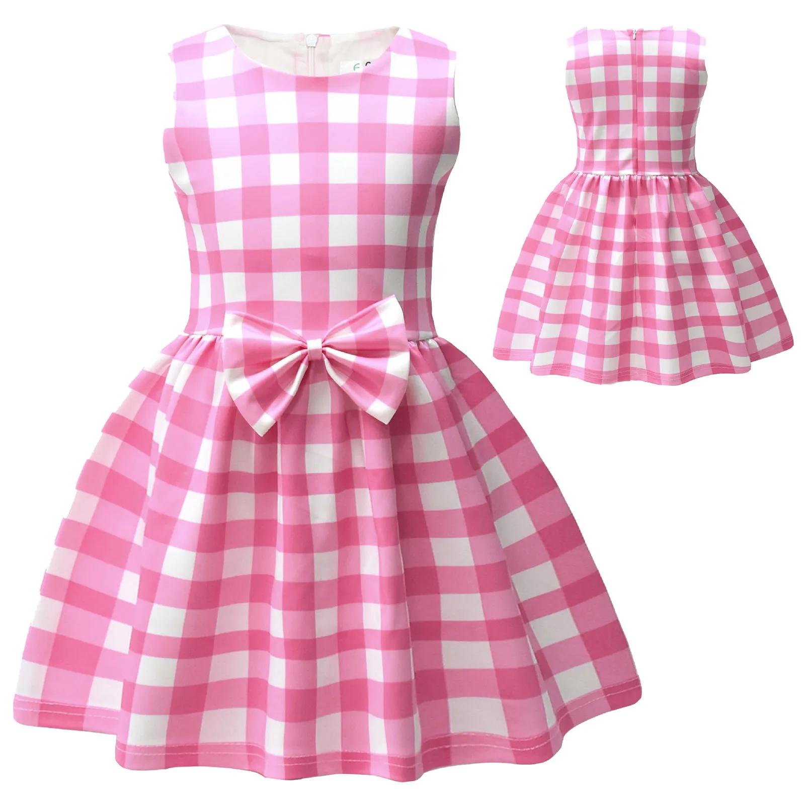 Costume Da Film Per Bambini Ragazze Cosplay Pink Plaid Barbie Dress Halloween Pink Girl Dress Up Carnival Party Clothes Per 3-10T 2023