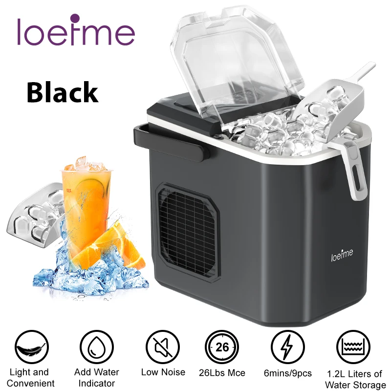 Loefme Desktop w pełni automatyczna kostkarka do lodu w kształcie kuli 12 kg/24 godz. szybka produkcja lodu odpowiednia do domowego automatycznego czyszczenia maszyny do lodu