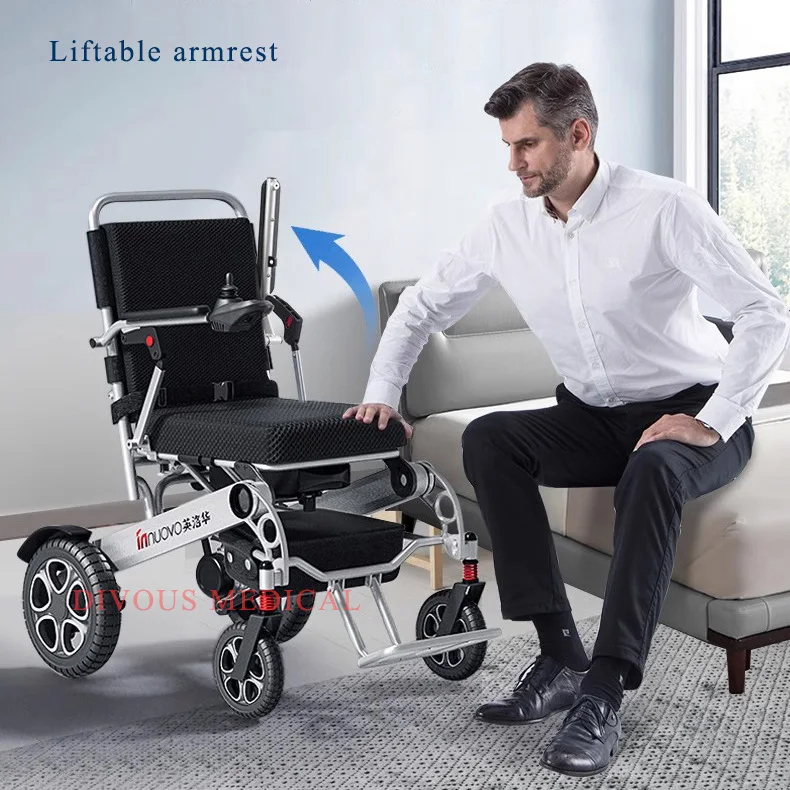 Handicapped Portable Power Wheelchair Outdoor Travel Foldable Disabled Electric Wheelchair
