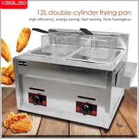 XEOLEO Commercial Gas Fryer 6L*2 Deep Stainless Steel Machine Two Tanks Double Sieve Chicken/French Kitchen Restaurant Food 1