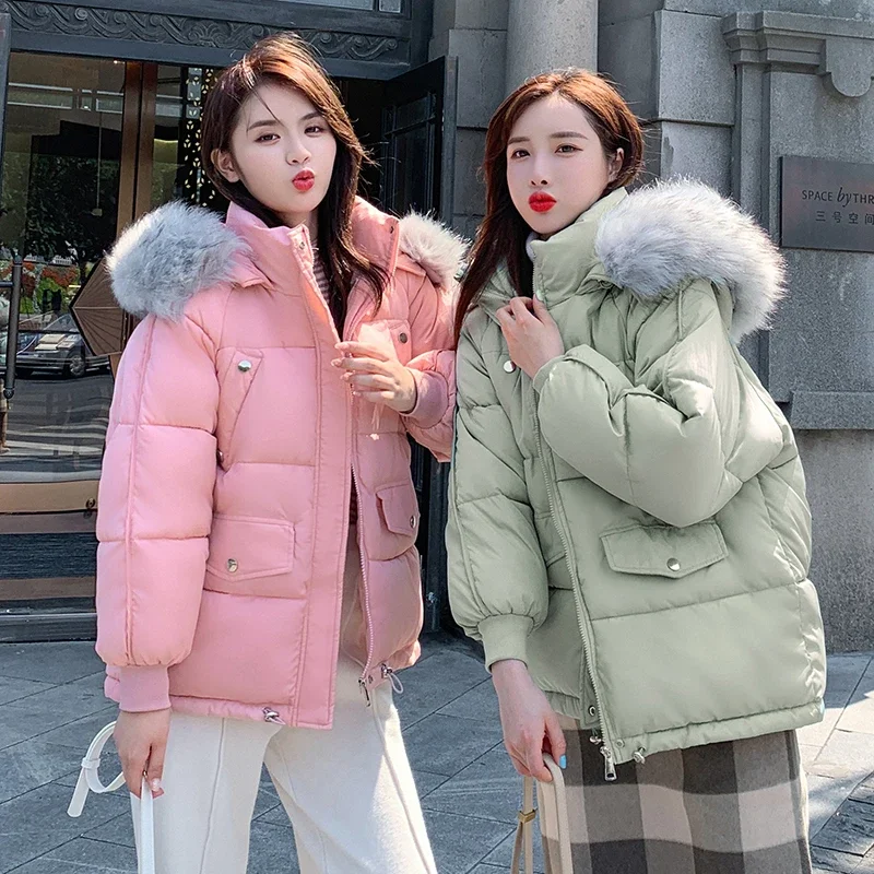 

Orwindny Autumn Winter Coat Women Short Warm Female Jacket Large Fur Coat Winter Cotton Jackets Bat Sleeved Thicken Parka