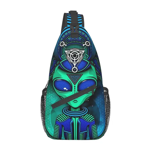 UFO Cool Alien and Triangle In Lotus mochila cruzada Unisex para jóvenes adultos, bolsa de pecho para senderismo, bolsa de gimnasio, bolsa de viaje 1