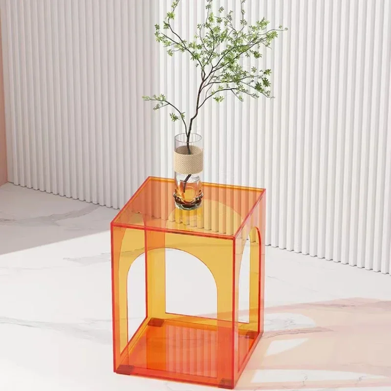 

Nordic Acrylic Table Coffee Tables Bedside Cupboard Sofa Side Table Storage Side Cabinet Transparent Lattice Gifts Furniture