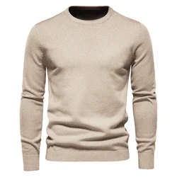 Men's Winter Thick Knit O-neck Pullover Sweater - Size S 50-55kg (Khaki)