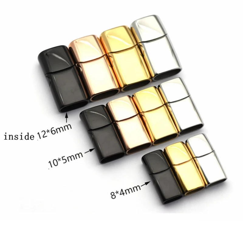 가죽 끈 팔찌 DIY 주얼리 제작용 스테인리스 자석 클라스프 10개, 구멍 크기 12*6mm 10*5mm 8*4mm 자석 버클