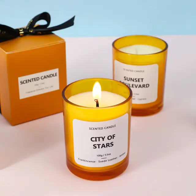 Illatos Gyertyák Edény Borostyán Narancssárga Csésze Természetes Tartós Füst Nélküli Égő Fürdő Stressz Megkönnyebbülés Kézzel Készített Ajándékok - Image 6