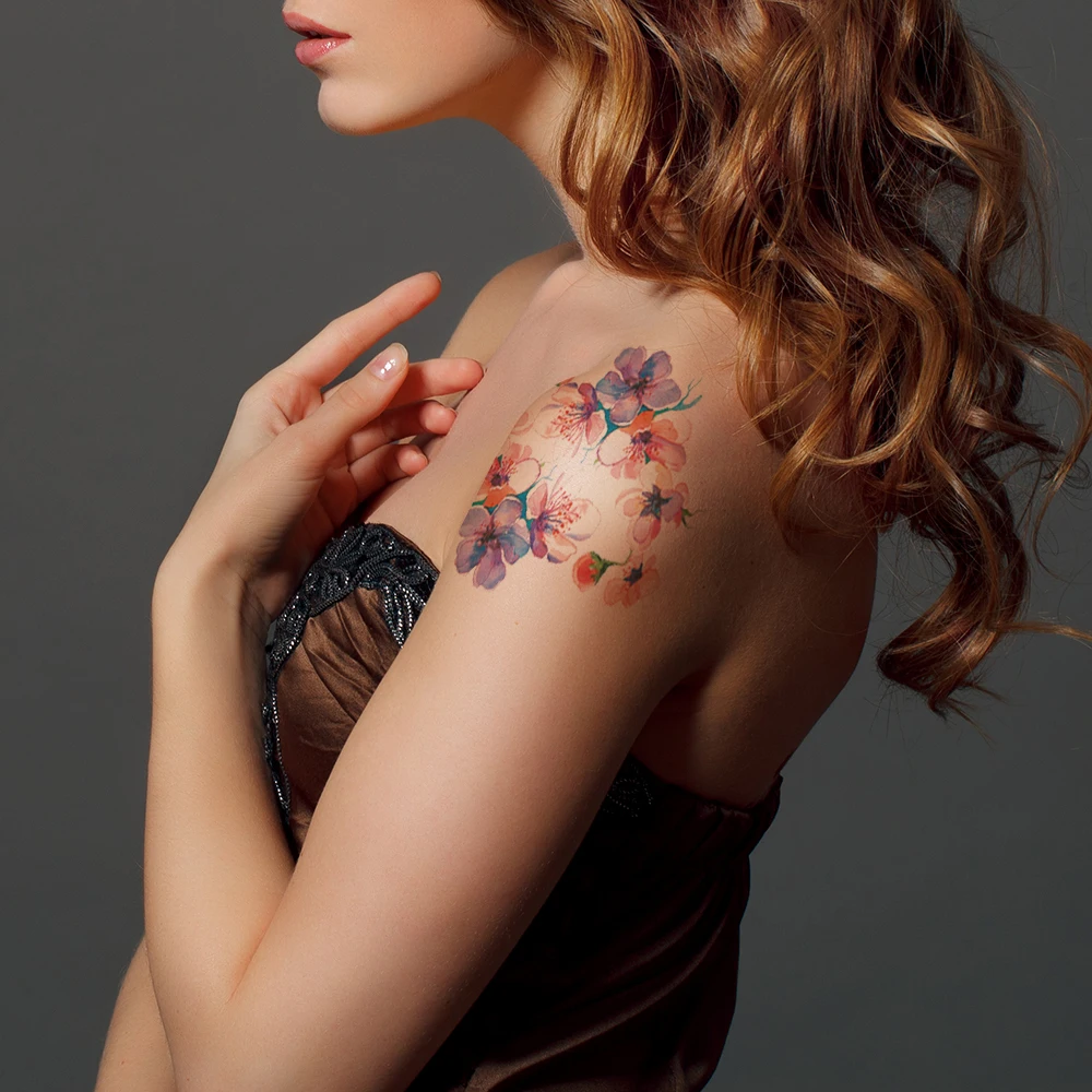 16Pcs/Set Waterproof Temporary Fake Tattoo Stickers Water Transfer Colored Flowers Body Art for Women Girl Beautiful Sexy Makeup tattoo sticker temporary tattoos