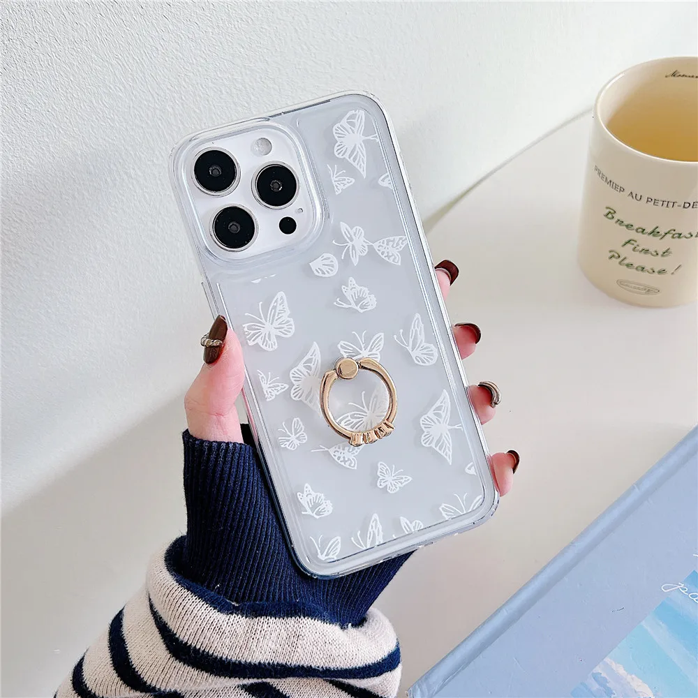 Gradient Butterfly Stand Case für iPhone 15 15Pro 14 12 11 13 Pro Max 14Pro 15Plus Halterung klar stoßfest weich_voghion.com