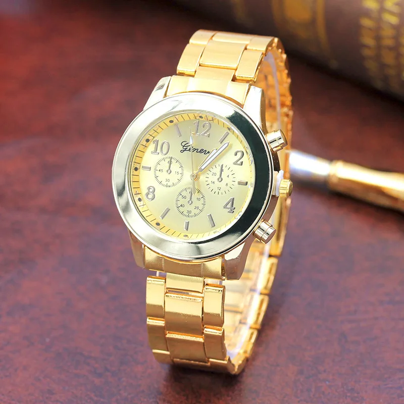 2021 Geneva Ladies Watch High Quality Stainless Steel Quartz Wrist Watch Geneva Watch Womens Rose Gold Watches Reloj Mujer Clock 