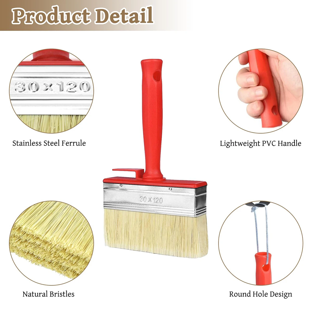 Paint Brush, Thickened Industrial Wooden Handle, Plastic Paint, Soft Bristle, Decoration Wall Brush Tool