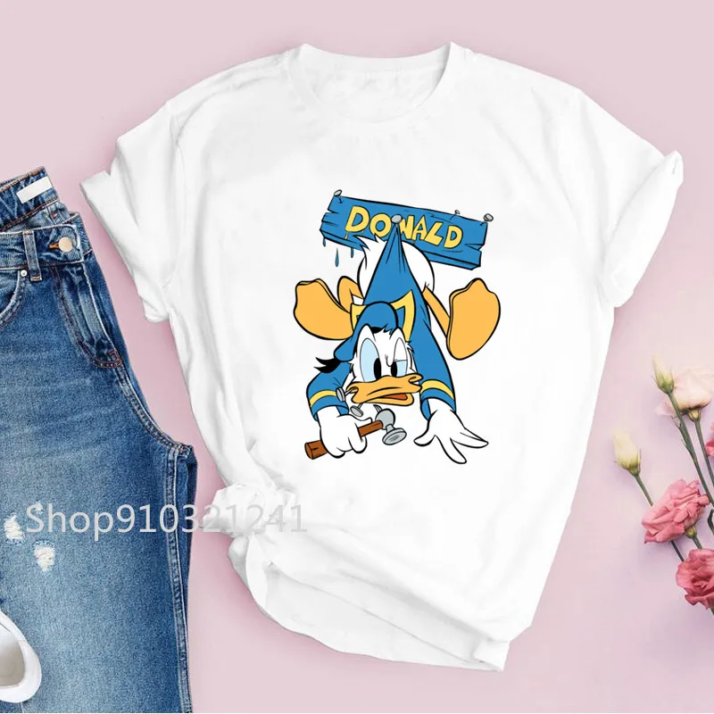 Donald Duck T-shirt Girl Cute Cartoon Tees Harajuku Casual Tops Short Sleeve Summer Female T Shirt Funny Ladies clothing 3