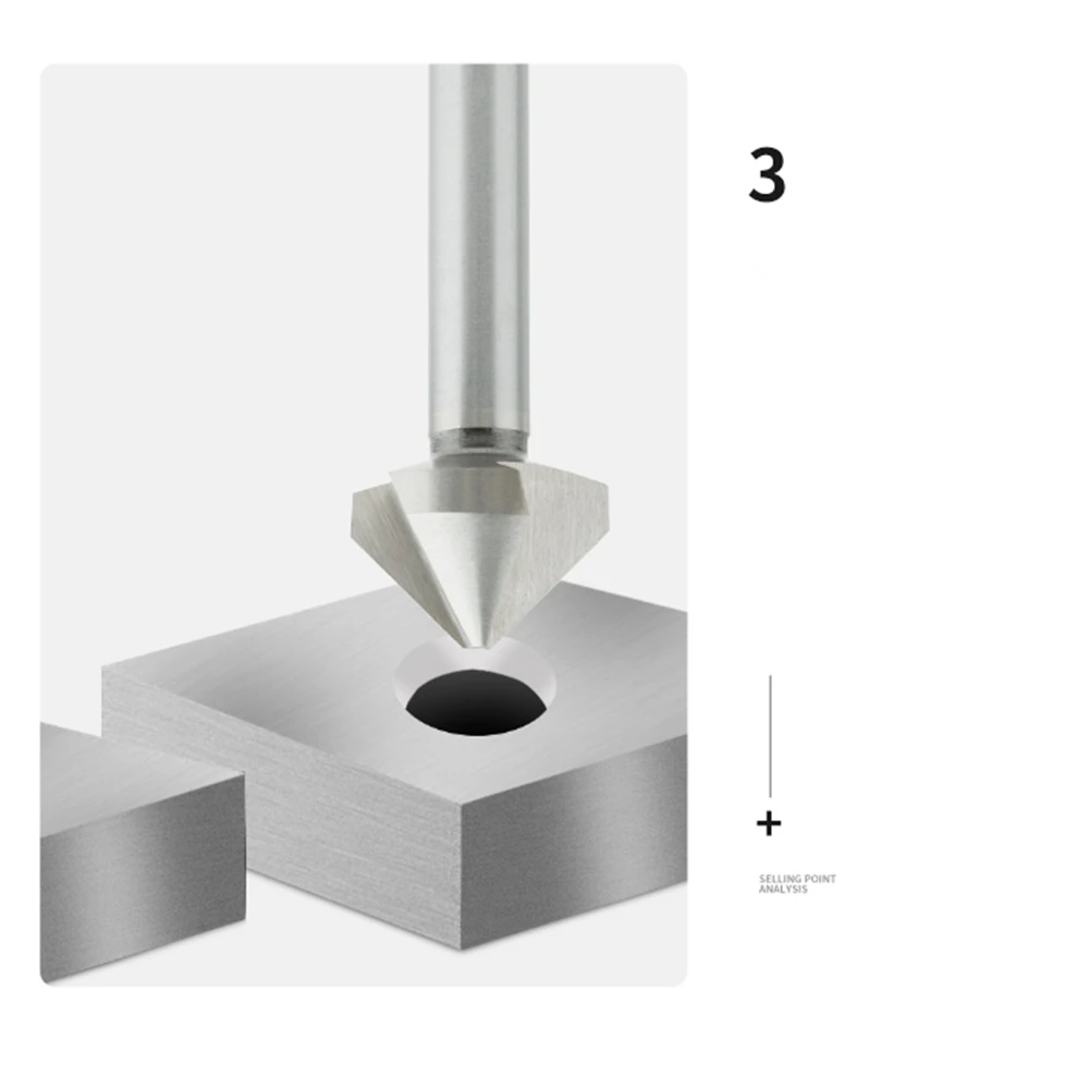 NEUE 1PCS 60/90/120 Grad Senker HSS Anfasen Metall Fräsen Werkzeug 1 3 Flöte Cutter Entwürfen öffnung Rose Cove Bohrer – Detail 5