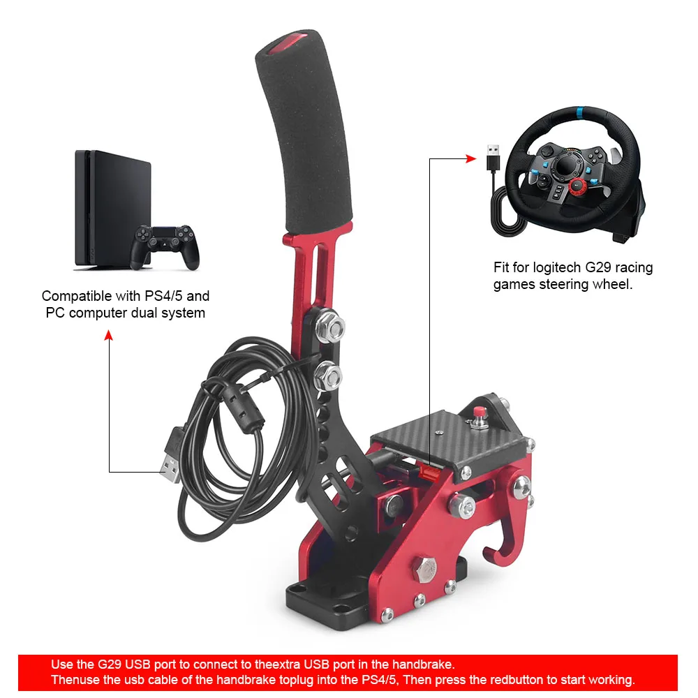 For PS4 PS5 PC USB Handbrake For SIM Racing Games Logitech G29 Steel & Aluminum RALLY Adjustable PC Windows DIRT RALLY