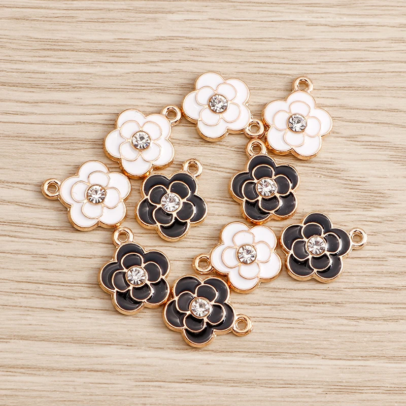 10 stücke Emaille Blume Charme Schmuck, Der Sonnenblume Rose Anhänger Charms für Halsketten Ohrringe DIY Schlüsselanhänger Handwerk Zubehör – Detail 7