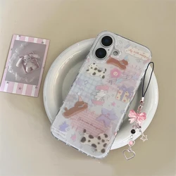 Cute Star Pudding Cartoon Dog Creative Phone Case - Y2K Style Cover - iPhone 15 Plus (With chain)
