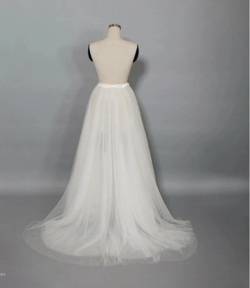 4-слойная Тюлевая юбка, белая Съемная Тюлевая юбка со шлейфом, съемная Свадебная юбка, черная Съемная Свадебная юбка, подъюбник
