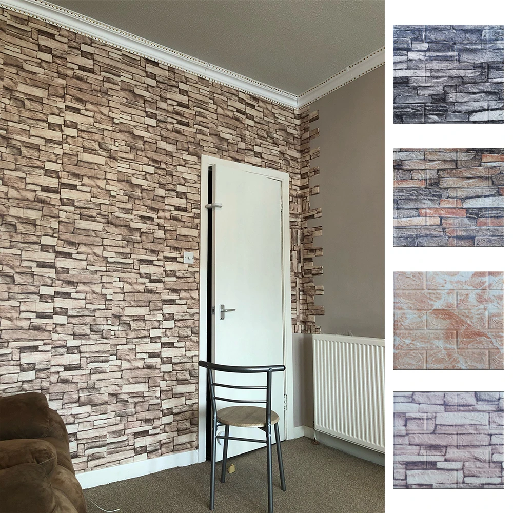 3D Brick Wall Sticker Self-Adhesive Foam Wallpaper Panels Room Wall Decal60x60cm 