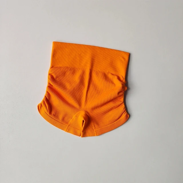 Women's High-Waisted Seamless Tight-Fit Sport Shorts Side Folded Three-Quarter Length Breathable High-Elasticity Fitness Pants 6