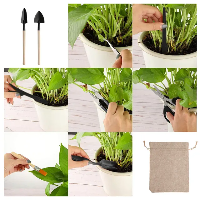 13 db Miniatűr Ültetési Szerszámok Beállított Zamatos Növények Kültéri Bonsai Kertészeti Berendezések Kerti Kézi Trimmer Spatula - Image 5