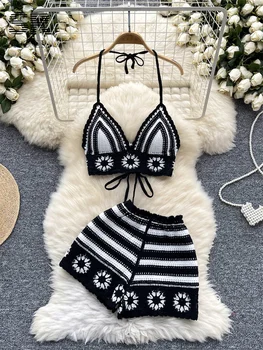 بدلات محبوكة لقضاء عطلة على الشاطئ بدون أكمام ورباط 2