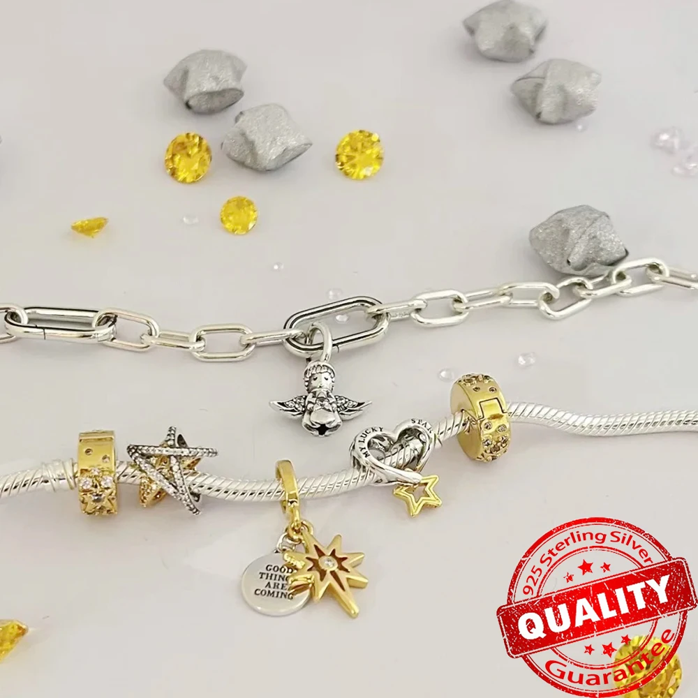 925 Sterling Silver Bow, Star & Heart Dangle Charms – Fits DIY Bracelets & Necklaces 2
