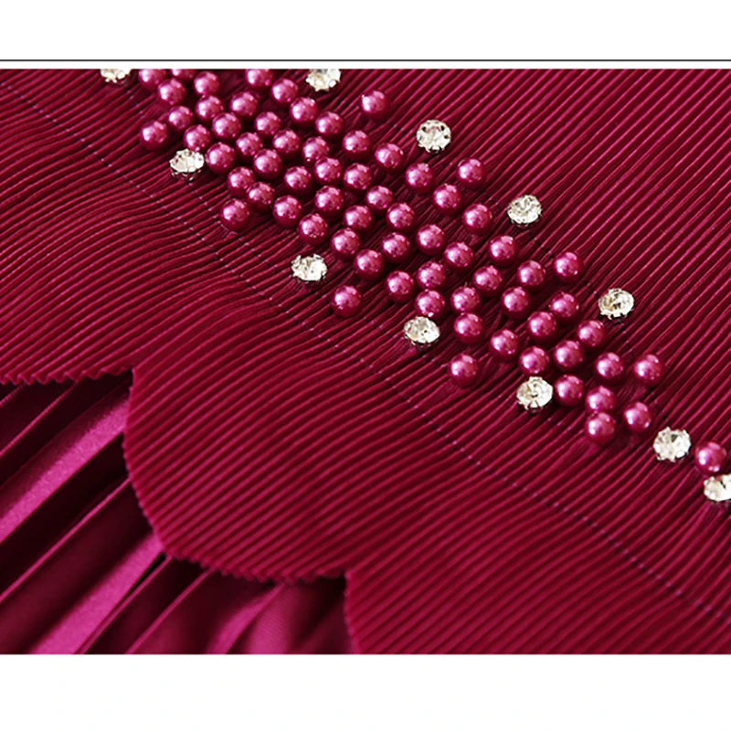 Spring Pleated Patchwork Chic Diamonds Luxury Midi Women's Dress Summer Elegant Bodycon Dress 2024 Korean Formal Occasion Dress - Image 5