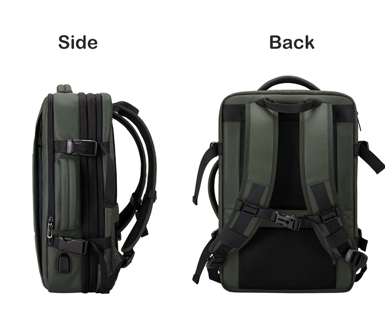 HcanKcan Erweiterbarer Herrenrucksack, wasserdicht, 15,6 Zoll, Laptoptasche, großes Fassungsvermögen, Wander-Reisetasche, Business-Rucksack, lässiger Tagesrucksack – Detail 19