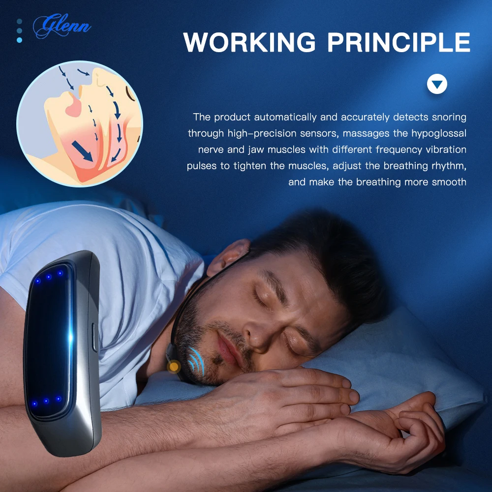 Sleep Device Anti Snore Chin Strap EMS Pulse Snore Stopper Effective Solution Snore Sleep Aid Electric Anti-snoring Device 2