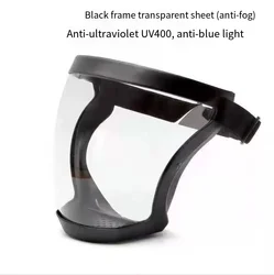 Transparent Full Face Shield Mask - Windproof, Dustproof, Anti-Fog Safety Visor (Black Mask NoFilter)
