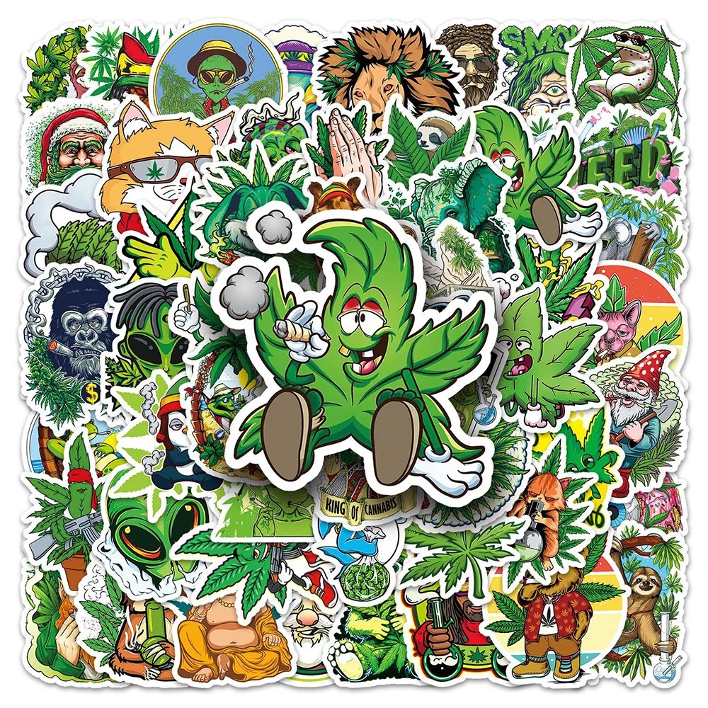 

10/30/50/100PCS Funny Characters Leaves Weed Smoking Stickers Graffiti DIY Skateboard Fridge Guitar Motorcycle Cool Sticker Toys